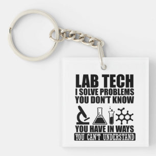 Porte-clés Funny lab tech cite laboratoire technicien humour