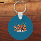 Porte-clés Funny Lion Riding Christmas Tree Truck Christmas  (Recto)