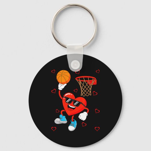 Porte-clés Funny Love Basketball Heart Shape Happy Valentine' (Recto)