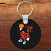 Porte-clés Funny Love Basketball Heart Shape Happy Valentine' (Recto)