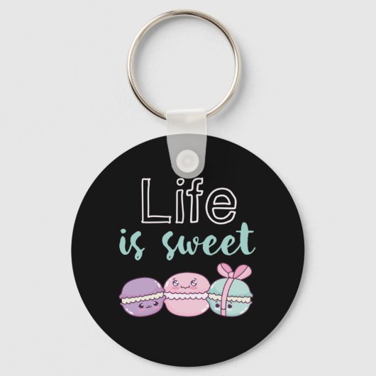 Porte-clés Funny Macaroon Puns La vie est douce (Recto)