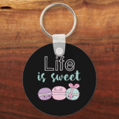 Porte-clés Funny Macaroon Puns La vie est douce (Recto)