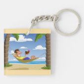 Porte-clés Funny Man Relaxing in Beach Hammock (Dos)
