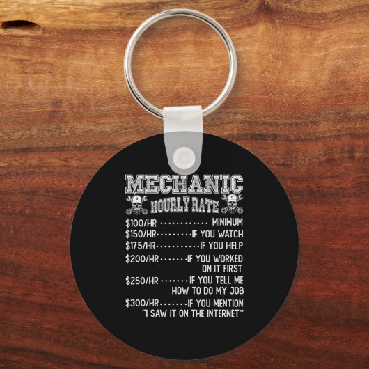 Porte-clés Funny Mechanic Hourly Rate Joke Design (Recto)
