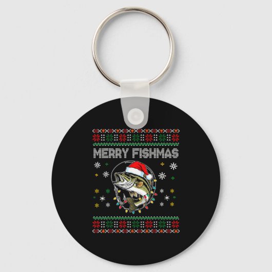 Porte-clés Funny Merry Fishmas B Fishing Christmas Ugly Sweat (Recto)