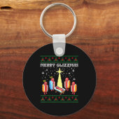 Porte-clés Funny Merry Glizzmas Hot Dogs Family Group Ugly Ch (Recto)