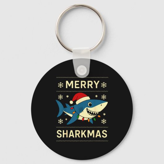 Porte-clés Funny Merry Sharkmas Christmas Shark Humor (Recto)