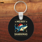 Porte-clés Funny Merry Sharkmas Christmas Shark Humor (Recto)