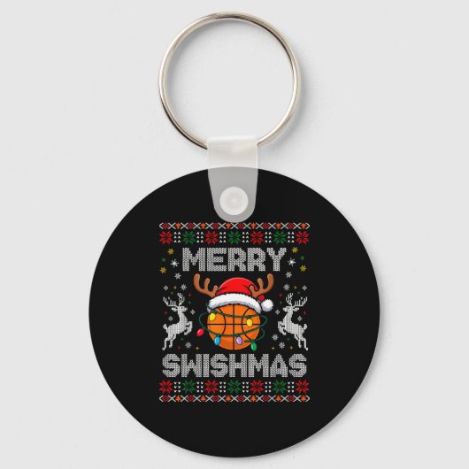 Porte-clés Funny Merry Swishmas Basketball Christmas Reindeer (Recto)