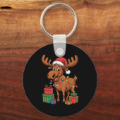 Porte-clés Funny Moose Santa Hat Animals Lovers Ugly Christma (Recto)