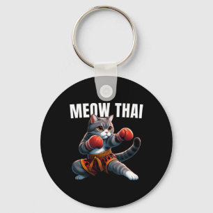 Porte-clés Funny Muay Thai Cat Meow Thai Boxe Martial Art K