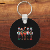 Porte-clés Funny Nk Flamingos Merry Christmas Tree Xmas Snowf (Recto)