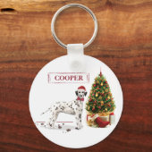 Porte-clés Funny Noël Dalmatien Chien et Arbre (Recto)
