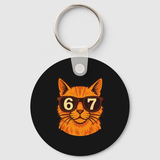 Porte-clés Funny Orange Cat Sungles 67 Six Seven Meme  (Recto)