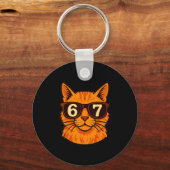 Porte-clés Funny Orange Cat Sungles 67 Six Seven Meme  (Recto)
