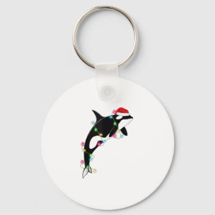 Porte-clés Funny Orca Tueur Baleine Santa Chapeau Mer de Noël