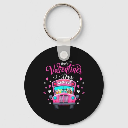 Porte-clés Funny Owls School Bus Driver Happy Valentines Day (Recto)