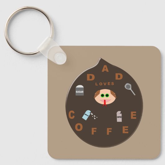 Porte-clés Funny Papa Monster Aime Café Personnalisé (Recto)