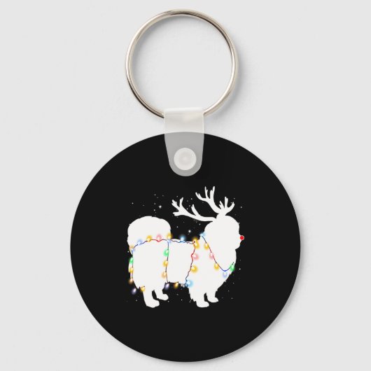Porte-clés Funny Pekingese Dog Tree Christmas Lights Xmas Paj (Recto)