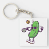 Porte-clés Funny Pickleball et Concombre Cool : Paddle en Jeu (Devant)