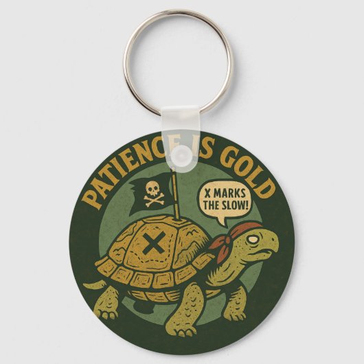 Porte-clés Funny Pirate Turtle Patience Gold (Recto)