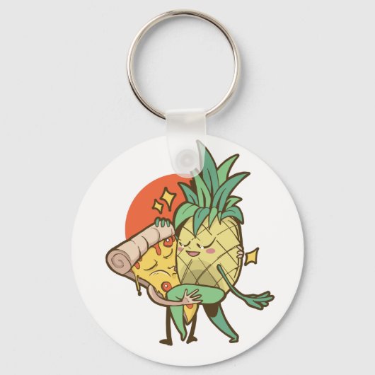 Porte-clés Funny Pizza Ananas Tango Couple Ado Garçon fille (Recto)