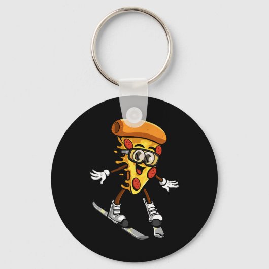 Porte-clés Funny Pizza Ski Cheesy Pie Foodie Skiing Instructo (Recto)