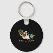 Porte-clés Funny Pug Dreidel Menorah Hanukkah Kids Womens Men (Recto)
