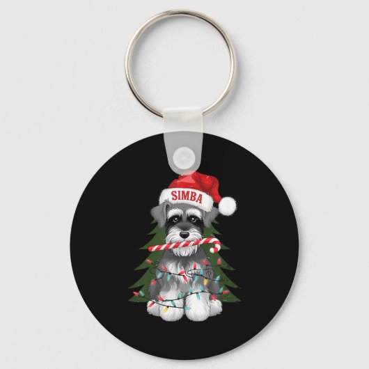 Porte-clés Funny Puppy Dog Christmas Holiday With Candy Cane (Recto)
