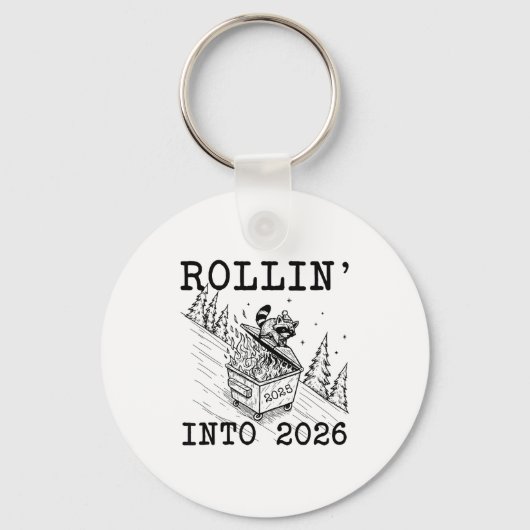 Porte-clés Funny Raccoon 2026 Snarky New Year, Rollin' 2025 I (Recto)