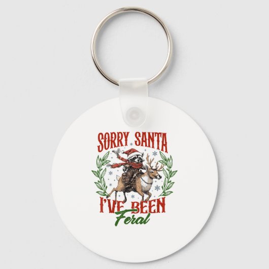 Porte-clés Funny Raccoon Christmas Holiday Sorry Santa I've B (Recto)