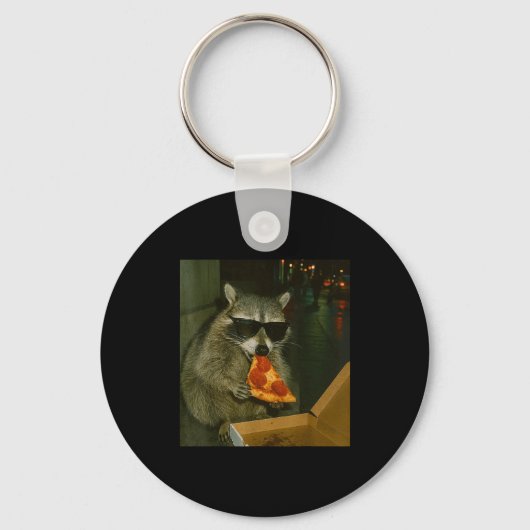 Porte-clés Funny Raccoon Eating Zza Animal Meme  (Recto)