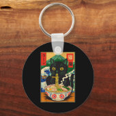 Porte-clés Funny Ramen Cat Japanese Noodle Kitten (Recto)