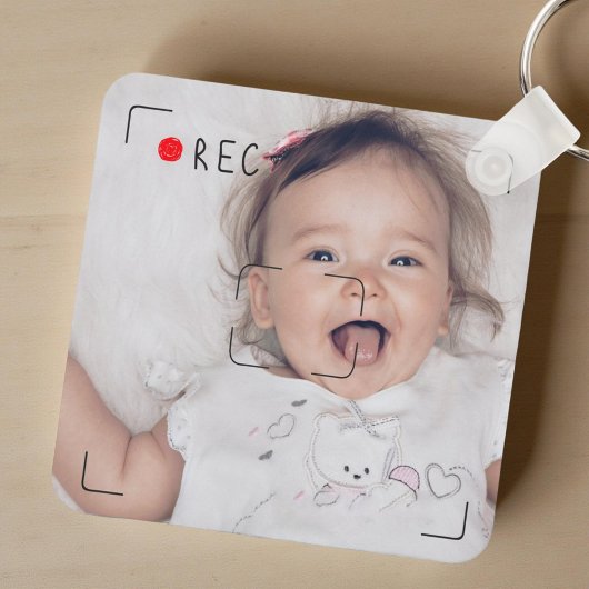 Porte-clés Funny Record Red Dot Custom Photo