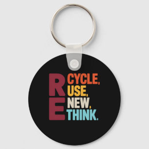 Porte-clés Funny Recycle Réutiliser Renouveler le Jour des te