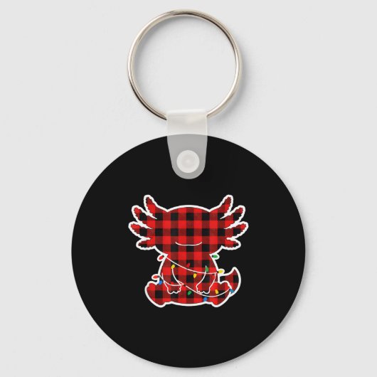 Porte-clés Funny Red And Black Buffalo Plaid Axolotl Christma (Recto)
