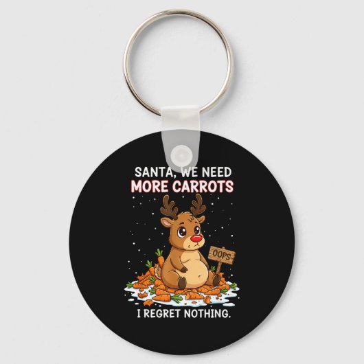 Porte-clés Funny Reindeer Carrot Hoarder Christmas Design (Recto)