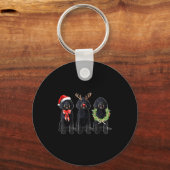 Porte-clés Funny Retro Santa Black Goldendoodle Dog Reindeer (Recto)