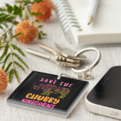 Porte-clés Funny Rhino Sauver Chubby Unicorns Droits des anim (Devant Droit)