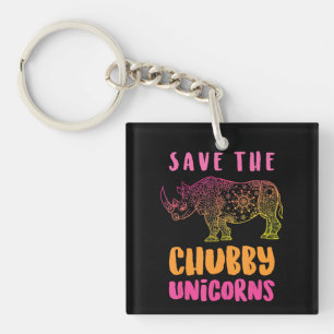 Porte-clés Funny Rhino Sauver Chubby Unicorns Droits des anim