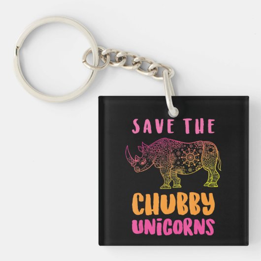 Porte-clés Funny Rhino Sauver Chubby Unicorns Droits des anim (Devant)