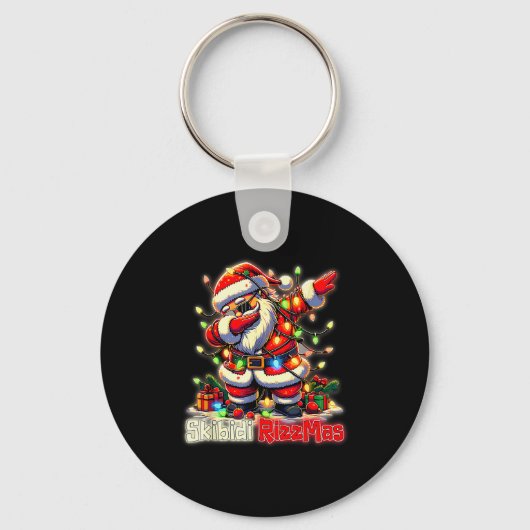 Porte-clés Funny Rizz Santa Claus Dabbing Christmas Skibidi R (Recto)