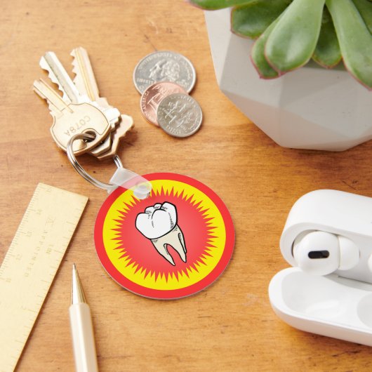 Porte-clés Funny Rouge Blanc Jaune Extrait Molaire Starburst (Bureau)