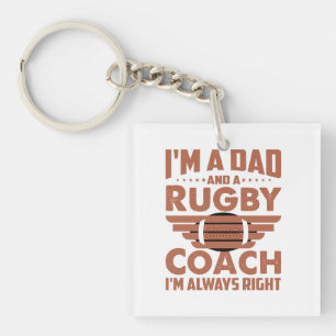 Porte-clés Funny Rugby papa et entraîneur de rugby