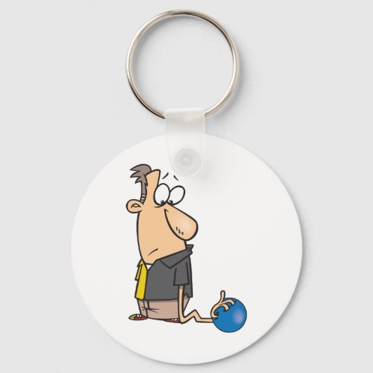 Porte-clés Funny Sad Bowler caractère avec Bowling Ball (Recto)