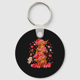 Porte-clés Funny Saint-Valentin Amoureux de Vache Highland Xo