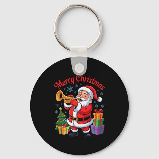 Porte-clés Funny Santa Christmas Design Trumpet Holiday Xmas (Recto)