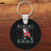 Porte-clés Funny Santa Claus Christmas Ice Hockey Ugly Sweate (Recto)