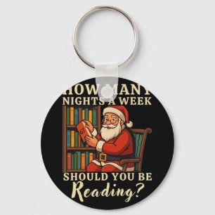 Porte-clés Funny Santa lisant 67 Meme Tee Noël Enseignant