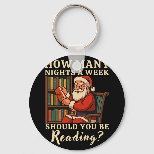 Porte-clés Funny Santa lisant 67 Meme Tee Noël Enseignant (Recto)